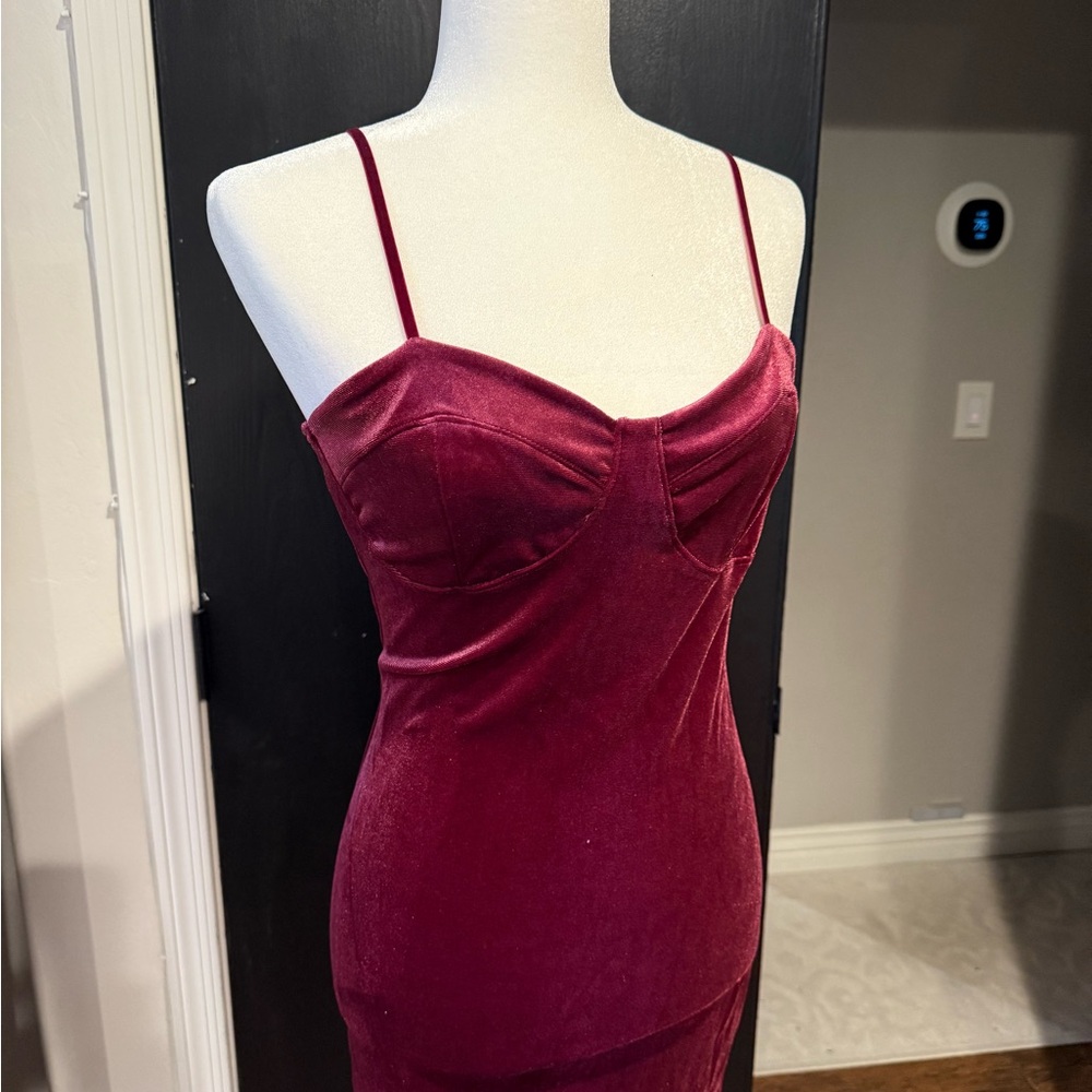Fashion Nova Burgundy Velvet Dress